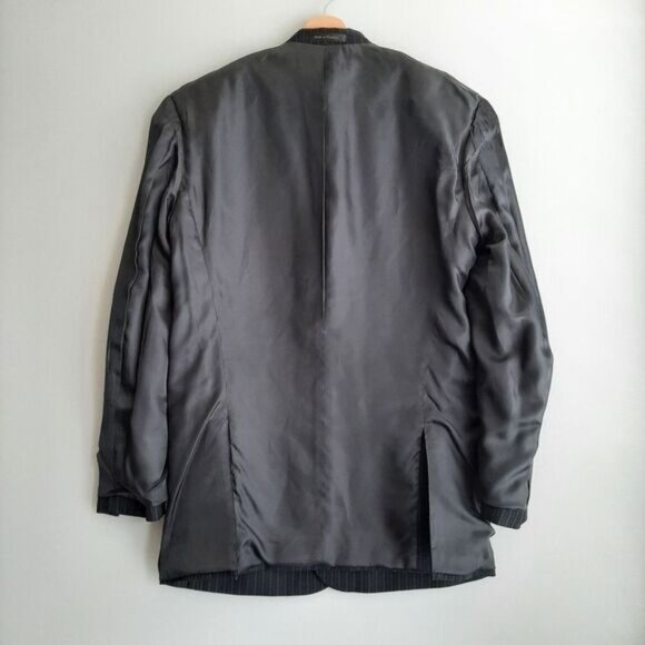 CHAPS 100% Wool Pinstripe Blazer Jacket Navy Blue Men's Sz 38 R - Picture 13 of 15